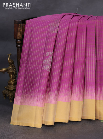 Pure soft silk saree pink and dual shade of mustard yellow with allover checked pattern & zari woven buttas and simple border