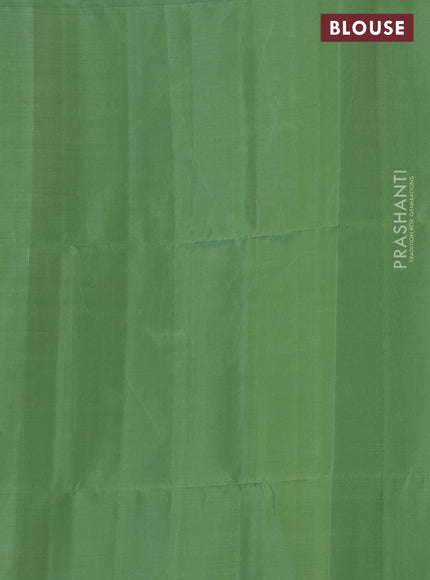 Pure soft silk saree blue and pastel green with allover checked pattern & zari woven buttas and simple border