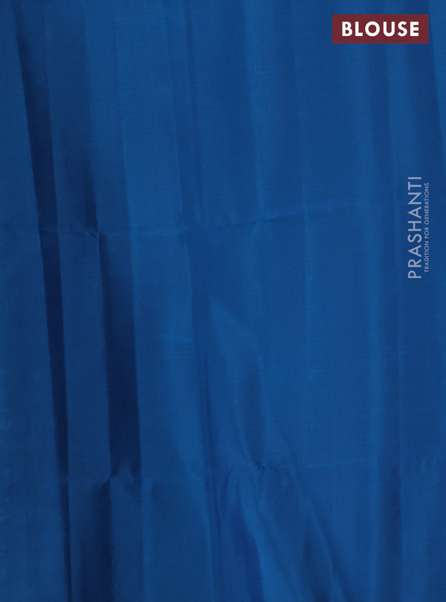 Pure soft silk saree grey shade and peacock blue with allover checked pattern & zari woven buttas and simple border