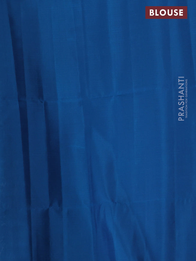 Pure soft silk saree grey shade and peacock blue with allover checked pattern & zari woven buttas and simple border