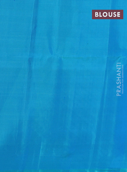 Pure soft silk saree green and dual shade of bluish green with allover zari weaves in borderless style