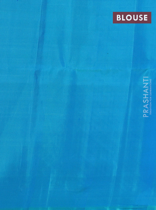 Pure soft silk saree green and dual shade of bluish green with allover zari weaves in borderless style