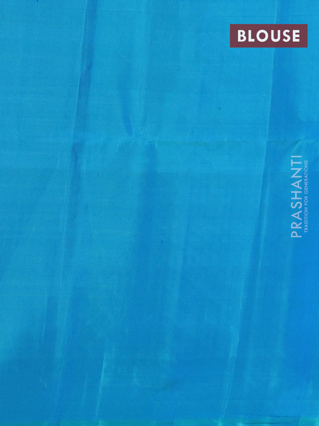 Pure soft silk saree green and dual shade of bluish green with allover zari weaves in borderless style