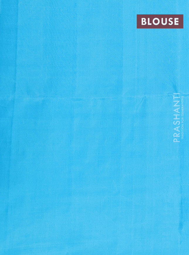 Pure soft silk saree grey and cs blue with allover zari woven buttas and long temple zari woven border