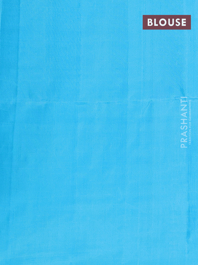 Pure soft silk saree grey and cs blue with allover zari woven buttas and long temple zari woven border