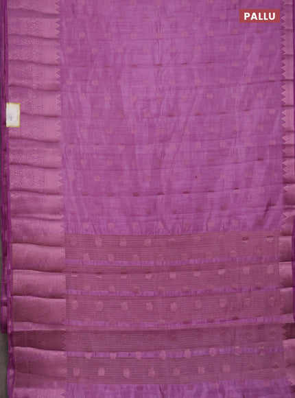 Semi raw silk saree lavender shade with pink zari woven buttas and pink zari woven border