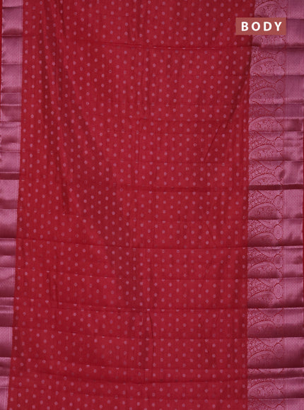 Semi raw silk saree magenta pink with allover pink zari woven buttas and paisley design pink zari woven border