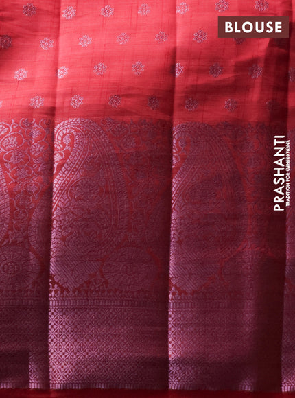 Semi raw silk saree magenta pink with allover pink zari woven buttas and paisley design pink zari woven border