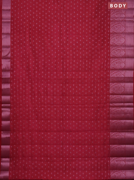 Semi raw silk saree magenta pink with allover pink zari woven buttas and paisley design pink zari woven border