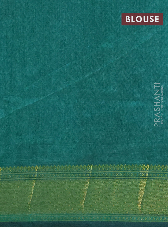 Semi tussar saree blue and green with allover patola prints and ikat woven zari border