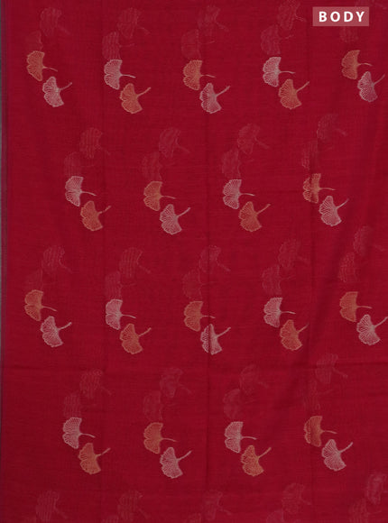 Semi jute linen saree magenta pink with silver and gold zari woven floral buttas in borderless style