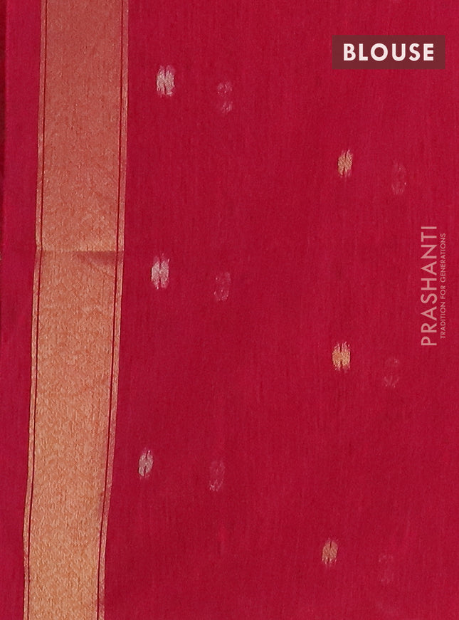 Semi jute linen saree pink with zari woven floral buttas and zari woven border