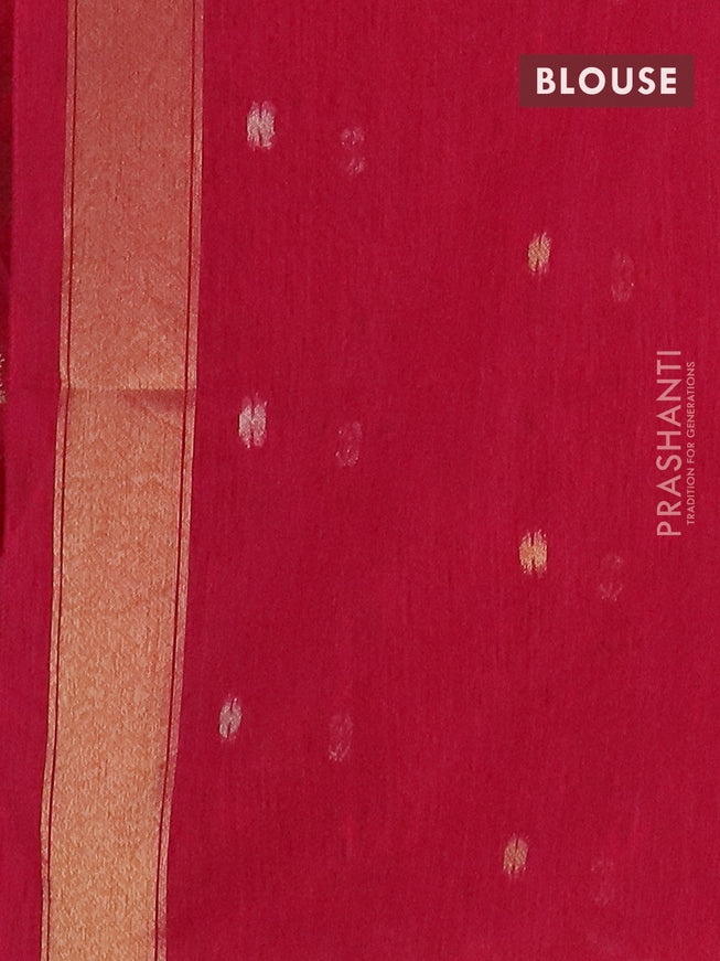 Semi jute linen saree pink with zari woven floral buttas and zari woven border