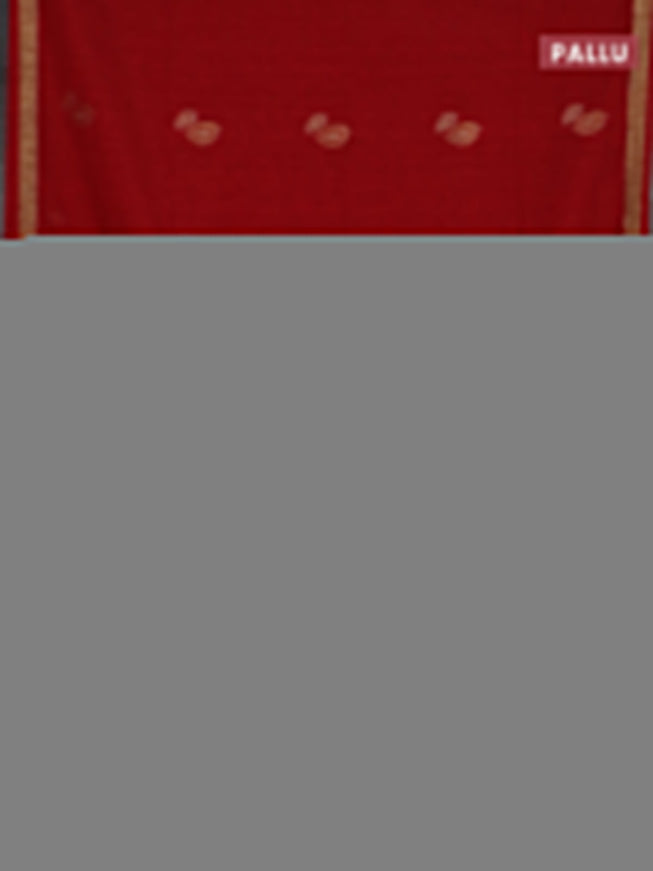 Semi jute linen saree red with silver & gold zari woven buttas and zari woven border