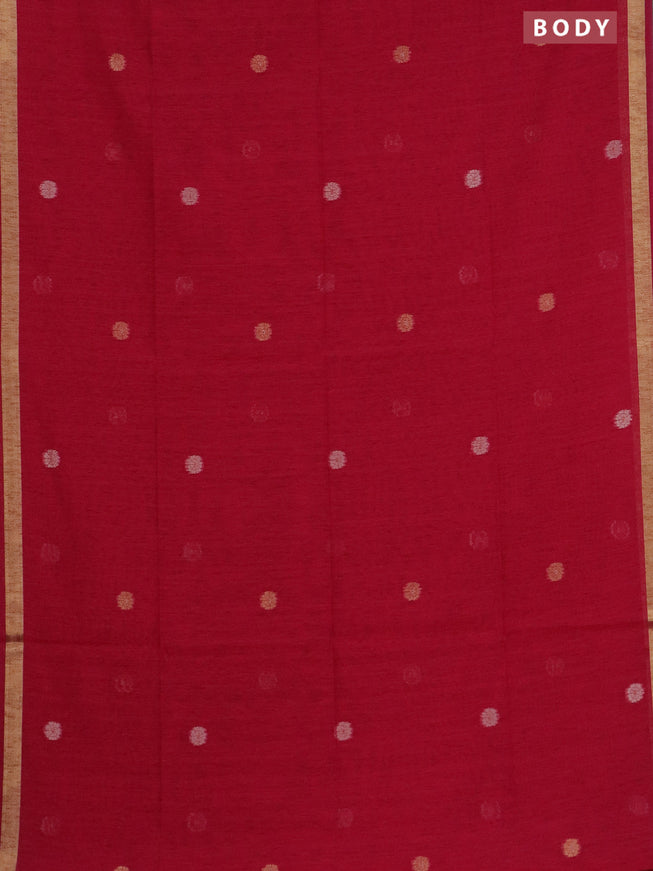 Semi jute linen saree pink with silver & gold zari woven buttas and zari woven border