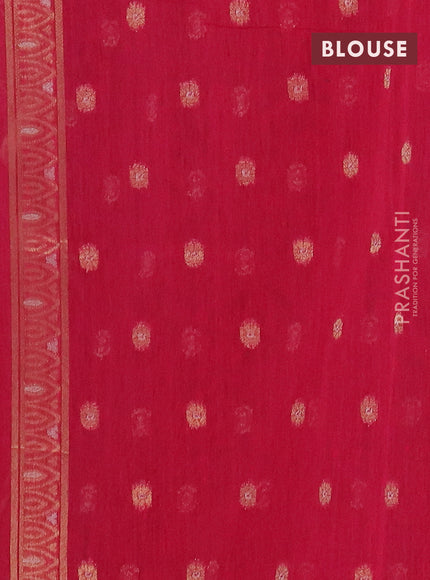 Semi jute linen saree pink with silver & gold zari woven buttas and zari woven border