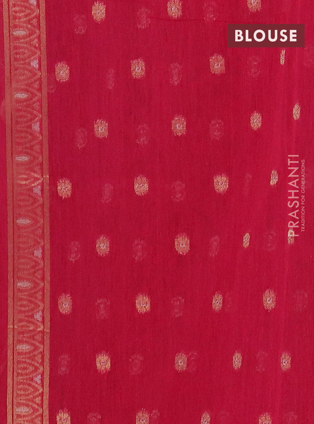 Semi jute linen saree pink with silver & gold zari woven buttas and zari woven border
