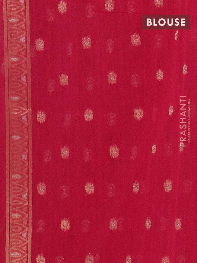 Semi jute linen saree pink with silver & gold zari woven buttas and zari woven border