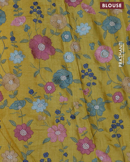 Pure tussar silk saree yellow with mirror work and mirror work border