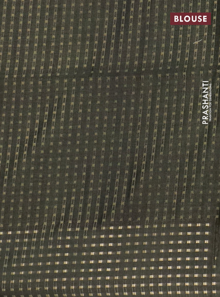 Semi tussar saree sap green with floral prints and zari woven pallu