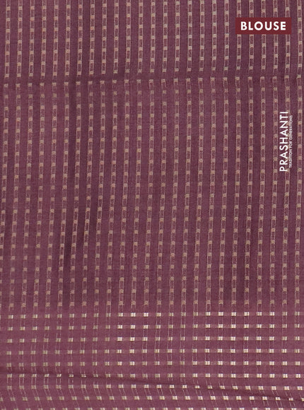 Semi tussar saree wine shade with floral prints and zari woven pallu