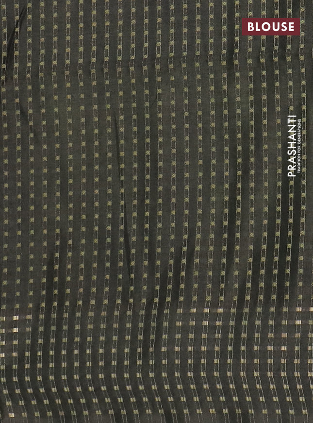 Semi tussar saree sap green with floral prints and zari woven pallu