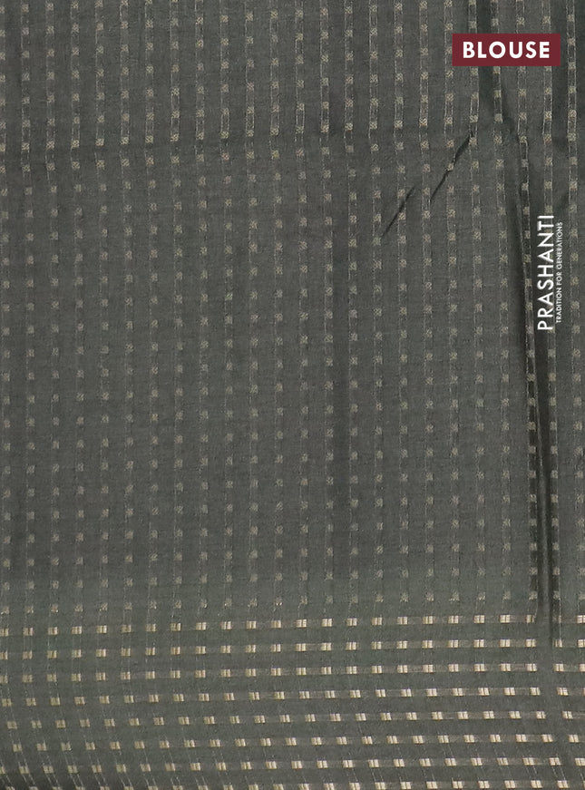 Semi tussar saree sap green with floral prints and zari woven pallu