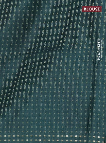 Semi tussar saree green with floral prints and zari woven pallu