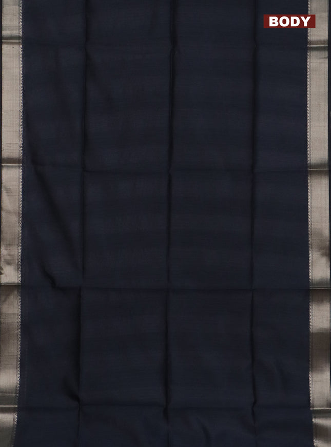 Semi dupion saree grey and beige with plain body and kalamkari printed pallu