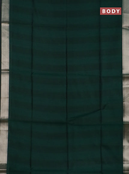 Semi dupion saree dark green and beige with plain body and kalamkari printed pallu