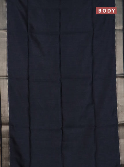 Semi dupion saree grey and beige with plain body and kalamkari printed pallu