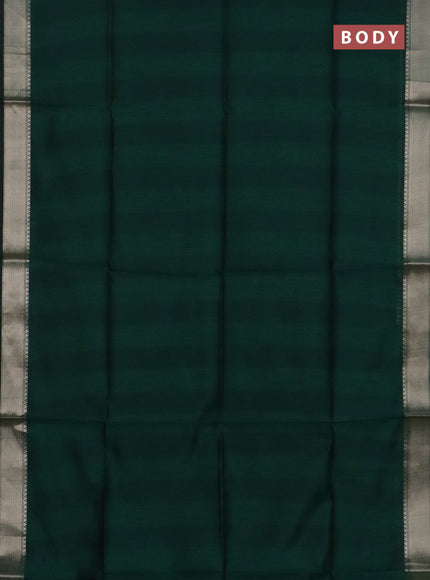 Semi dupion saree green and beige with plain body and kalamkari printed pallu