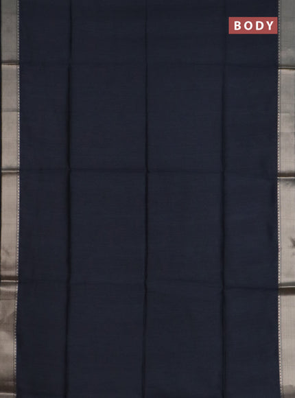 Semi dupion saree grey and beige with plain body and kalamkari printed pallu