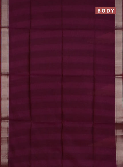 Semi dupion saree purple and dual shade of beige with plain body and kalamkari printed pallu