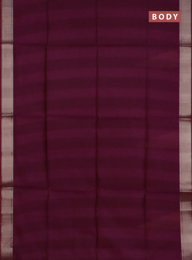 Semi dupion saree purple and dual shade of beige with plain body and kalamkari printed pallu