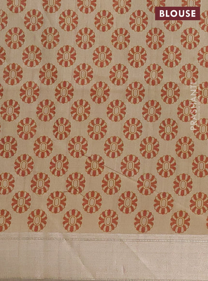 Semi dupion saree dark green and beige with plain body and kalamkari printed pallu