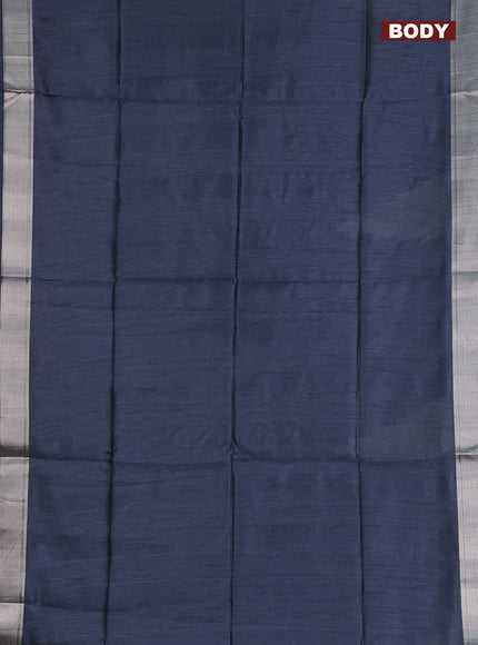 Semi dupion saree grey and beige with plain body and kalamkari printed pallu