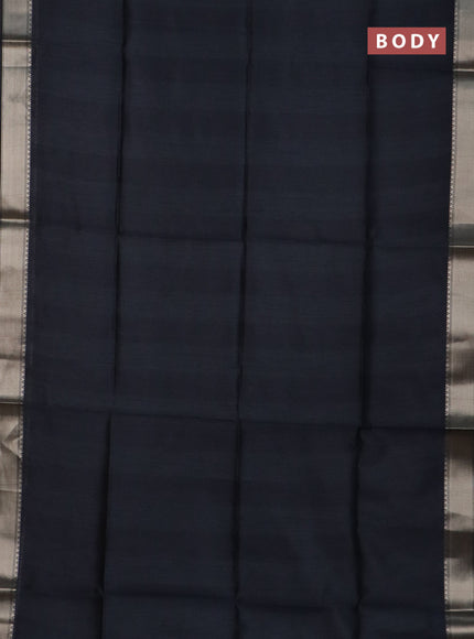 Semi dupion saree grey and beige with plain body and kalamkari printed pallu