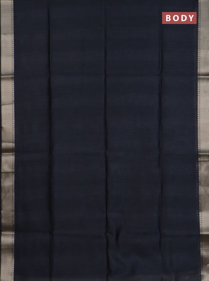 Semi dupion saree grey and beige with plain body and floral printed pallu