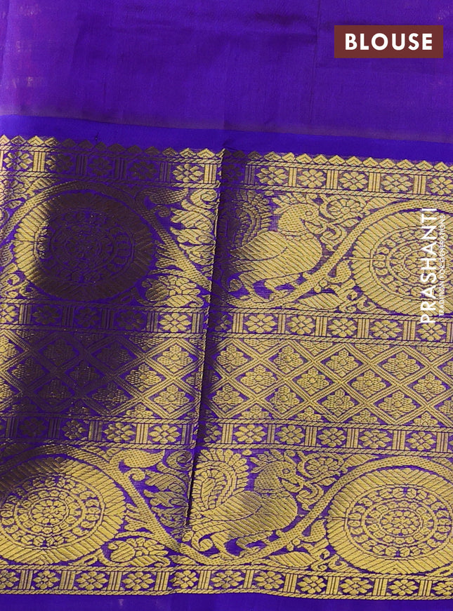 Kuppadam silk cotton saree pink and blue with allover zari woven veldhari pattern and long zari woven border