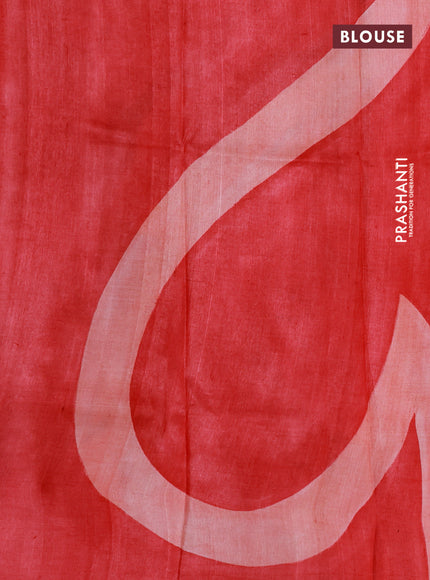 Pure tussar silk saree wine shade and multi colour with hand painted prints in borderless style