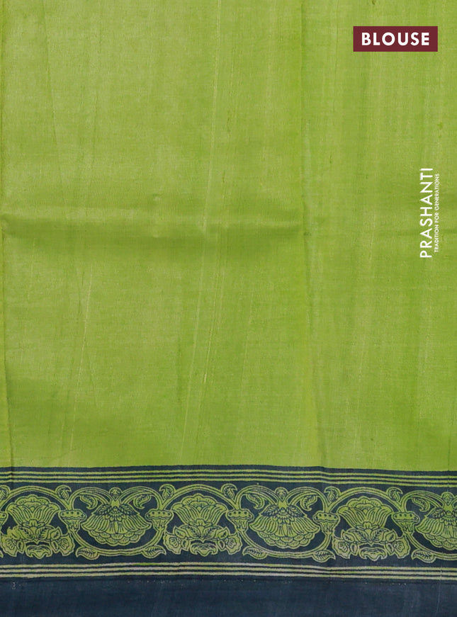 Pure tussar silk saree maroon shade and elephant grey with kalamkari hand painted prints and printed border