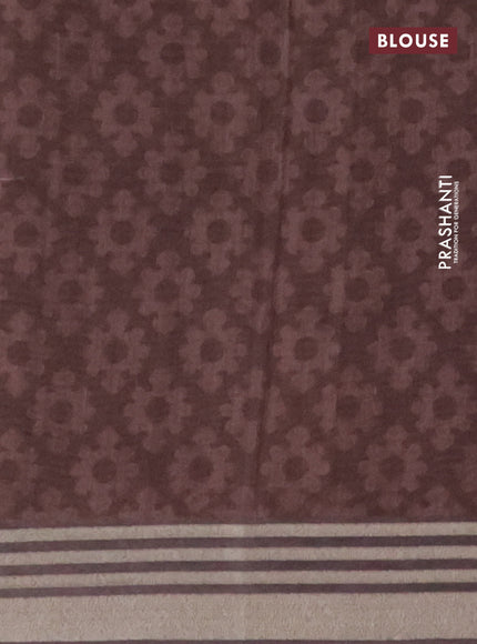 Semi tussar saree violet shade and elephant grey with allover geometric prints and zari woven border
