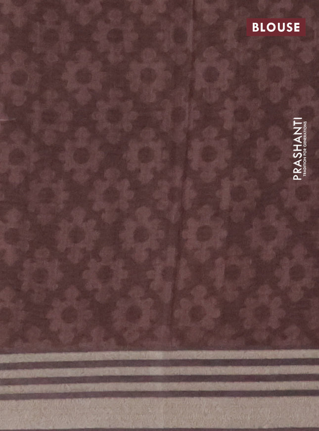 Semi tussar saree violet shade and elephant grey with allover geometric prints and zari woven border