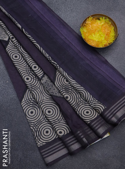 Semi tussar saree jamun shade and beige with allover geometric prints and zari woven border