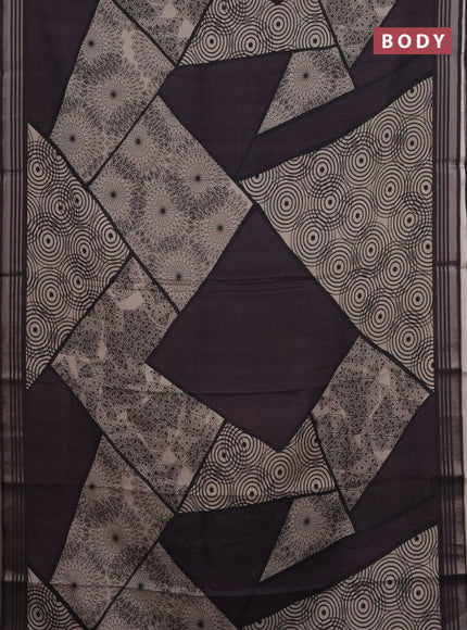 Semi tussar saree jamun shade and beige with allover geometric prints and zari woven border