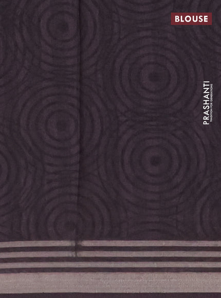 Semi tussar saree jamun shade and beige with allover geometric prints and zari woven border