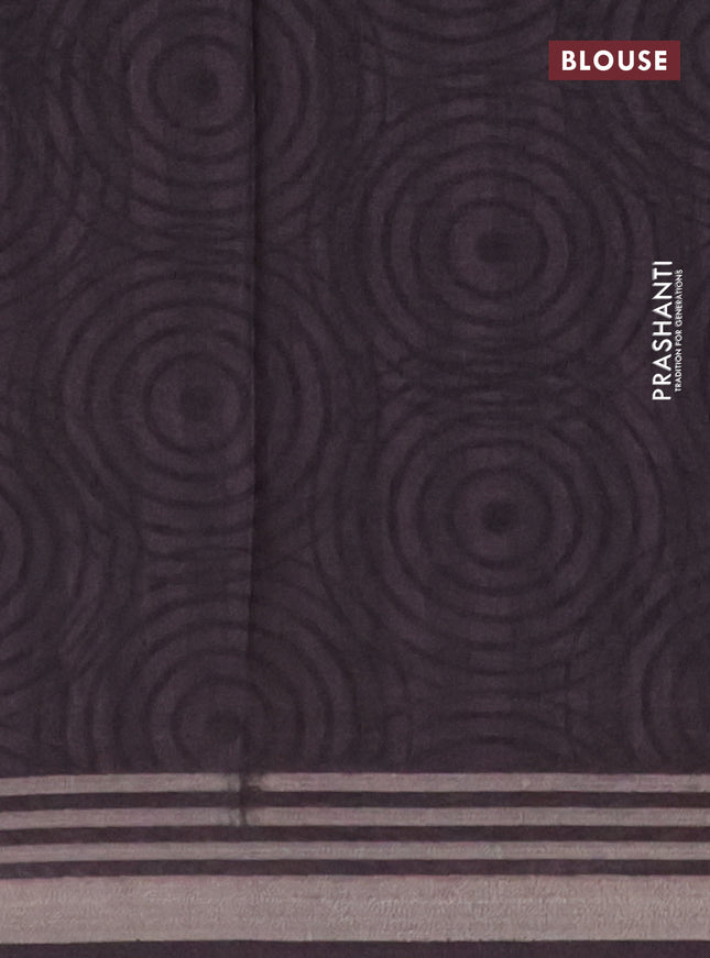 Semi tussar saree jamun shade and beige with allover geometric prints and zari woven border