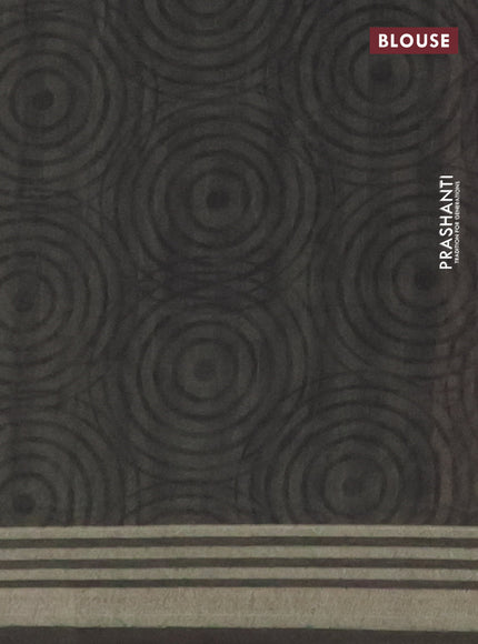 Semi tussar saree sap green and beige with allover geometric prints and zari woven border