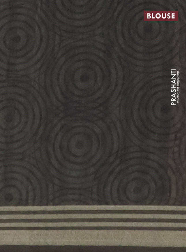 Semi tussar saree sap green and beige with allover geometric prints and zari woven border